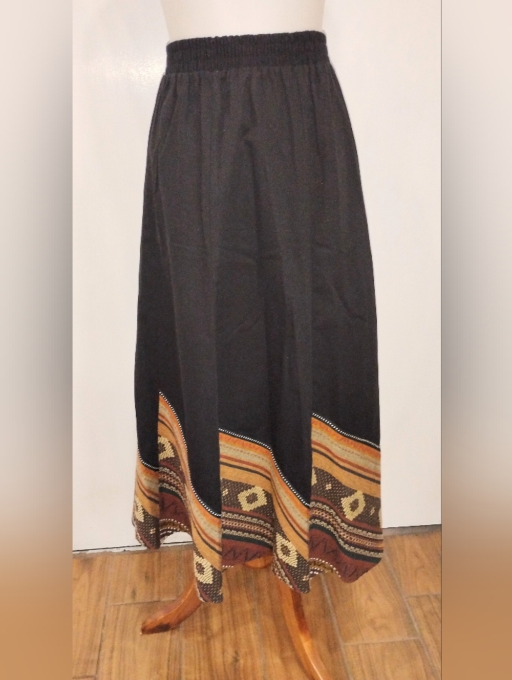 VINTAGE COTTON MEXICAN WEAVE MOTIF MAXI SKIRT NWOT